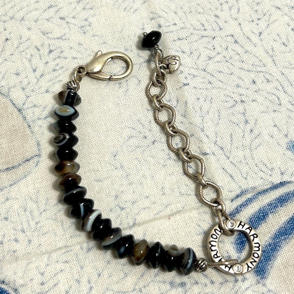 Brighton Harmony Art & Soul Bracelet Silver Plated Dark Beads Crystals